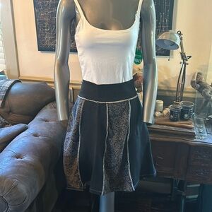 dumb clothing Exposed Seam Patchwork Skater Skirt